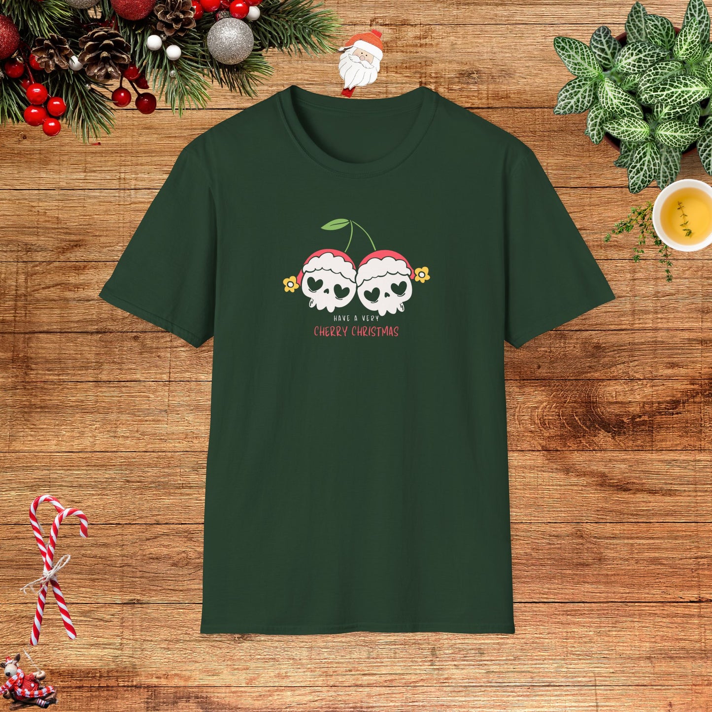 Cherry Skull Christmas Unisex T-Shirt