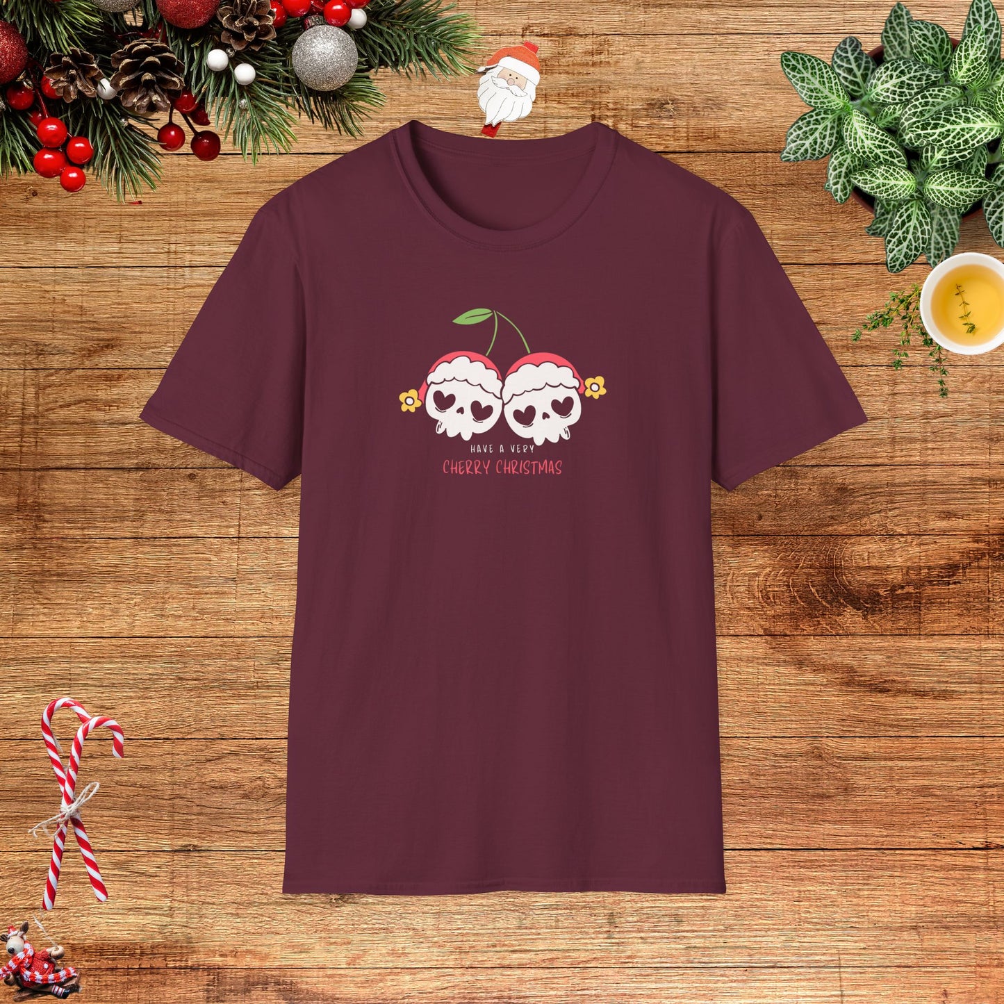 Cherry Skull Christmas Unisex T-Shirt