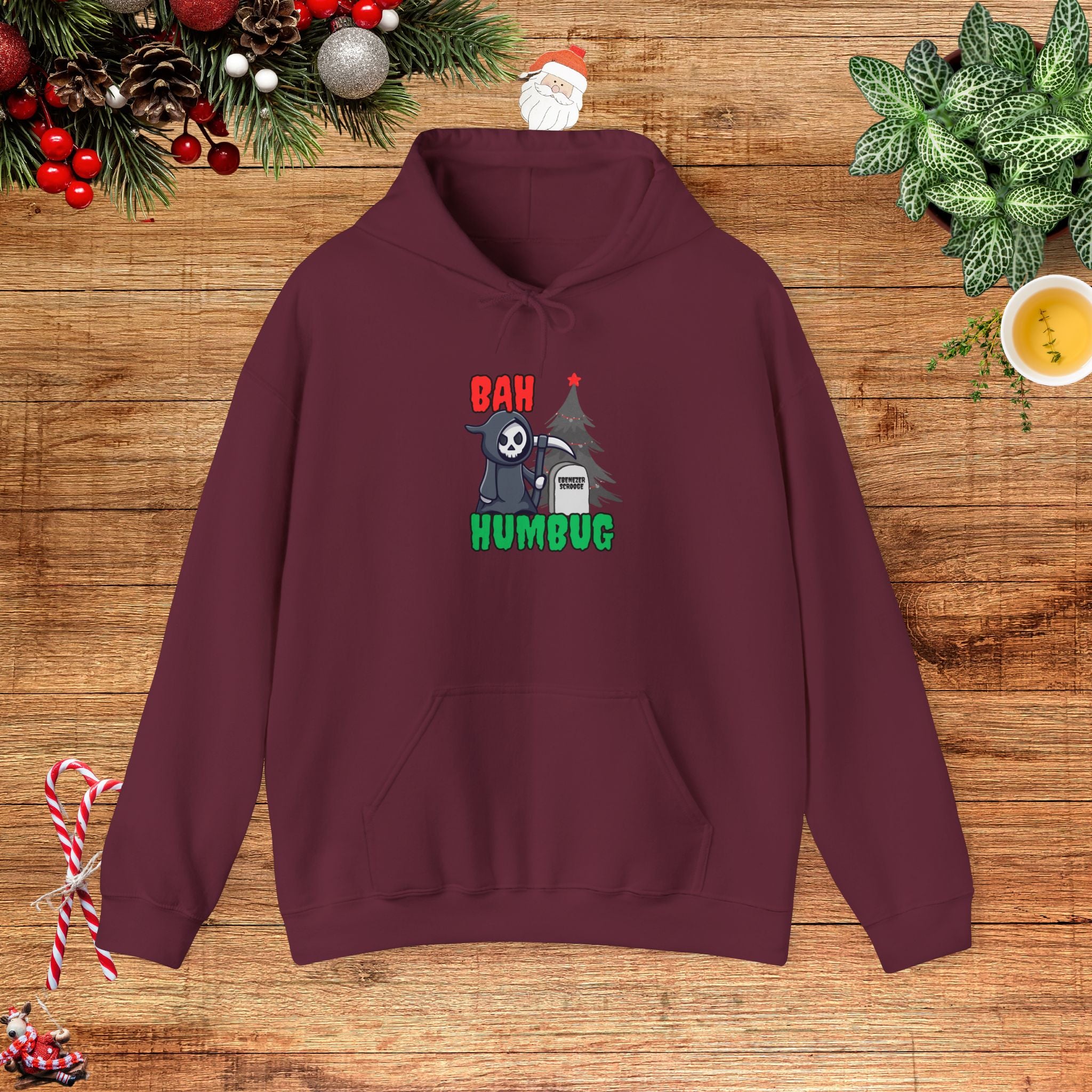 Bah Humbug the Grimm Reaper Won Hooded Sweatshirt STRAC Apparel